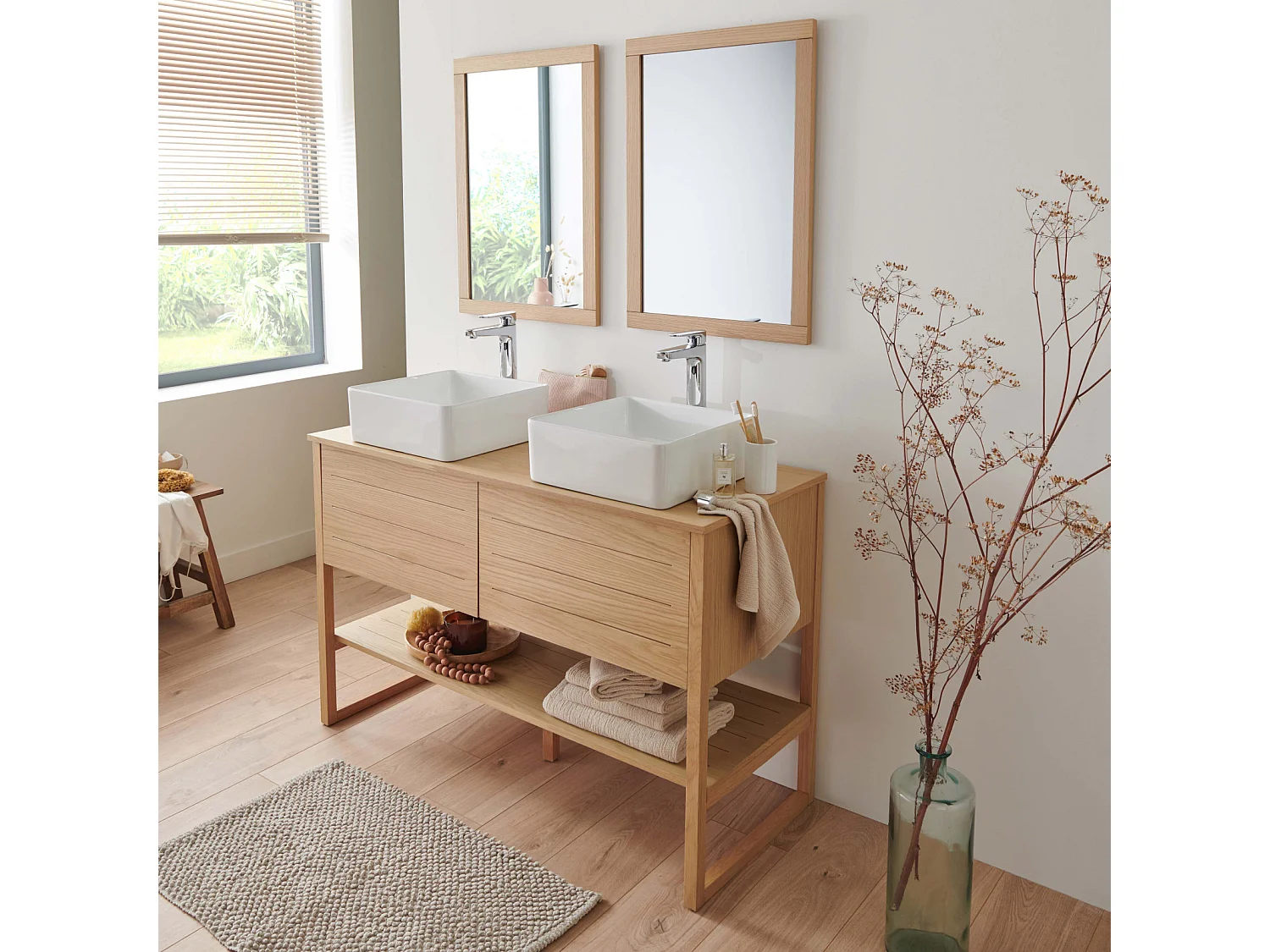 Doppelwaschtisch + Waschbecken + Spiegel ATOLL