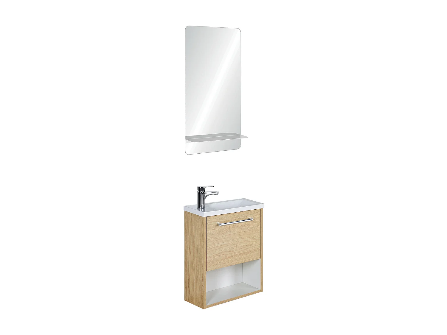 Ensemble meuble lave-mains NIKA + robinet TAP + Miroir SIMONA