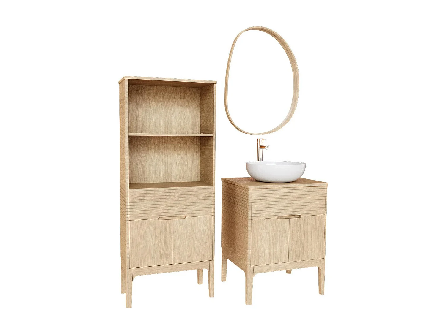 Enkele unit + wastafel + kraan + spiegel + ALASKA hals