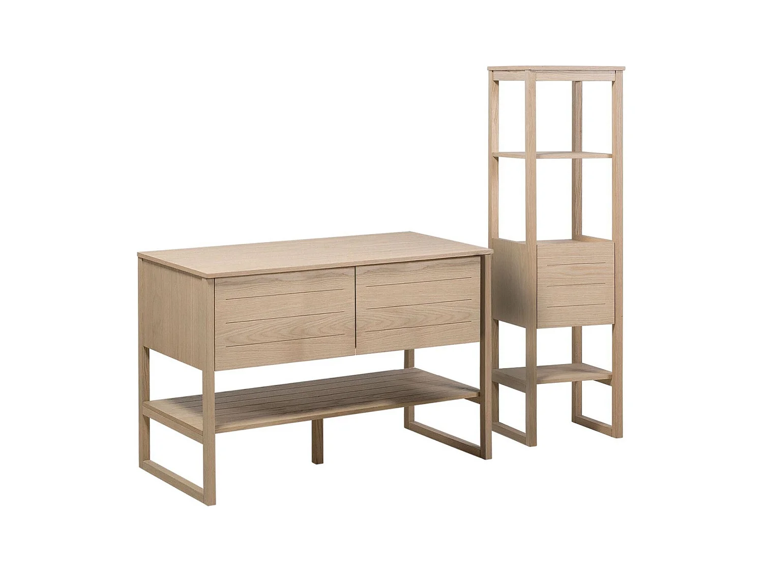 Mueble de lavabo doble + lavabo + columna ATOLL