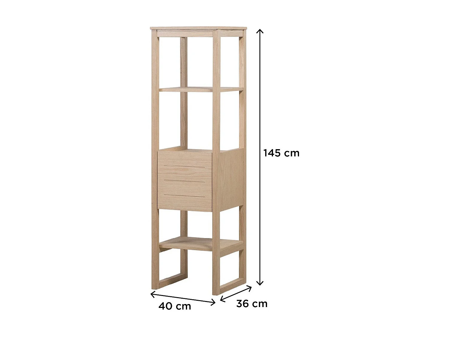 Meuble de Salle De Bain Chêne 120 cm + Colonne de rangement Chêne 145 cm ATOLL