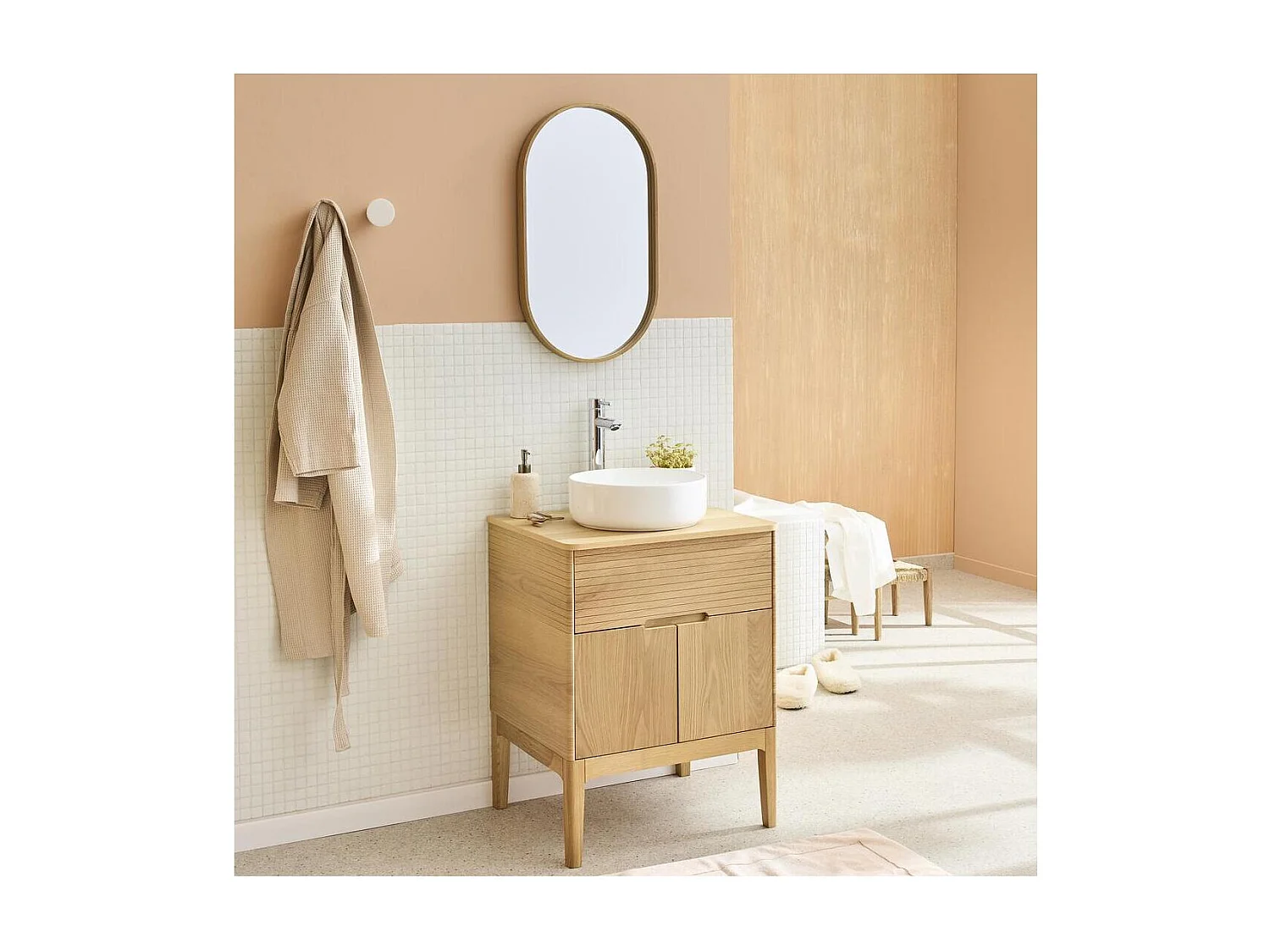 Conjunto mueble lavabo simple 60 cm + lavabo ALASKA