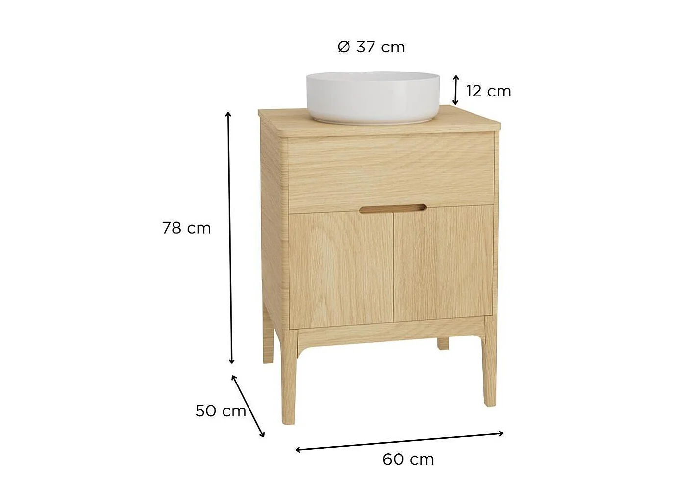 Conjunto móvel com lavatório simples 60 cm + lavatório ALASKA