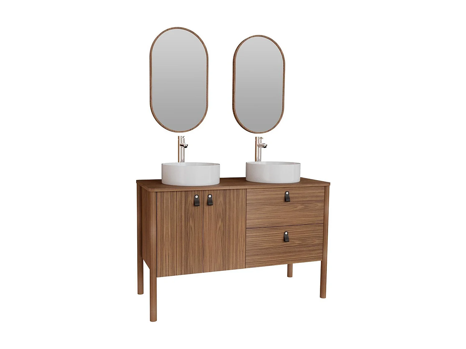 Zestaw JOY z podwójną umywalką i szafką podumywalkową 120 cm + umywalka + bateria + lustro