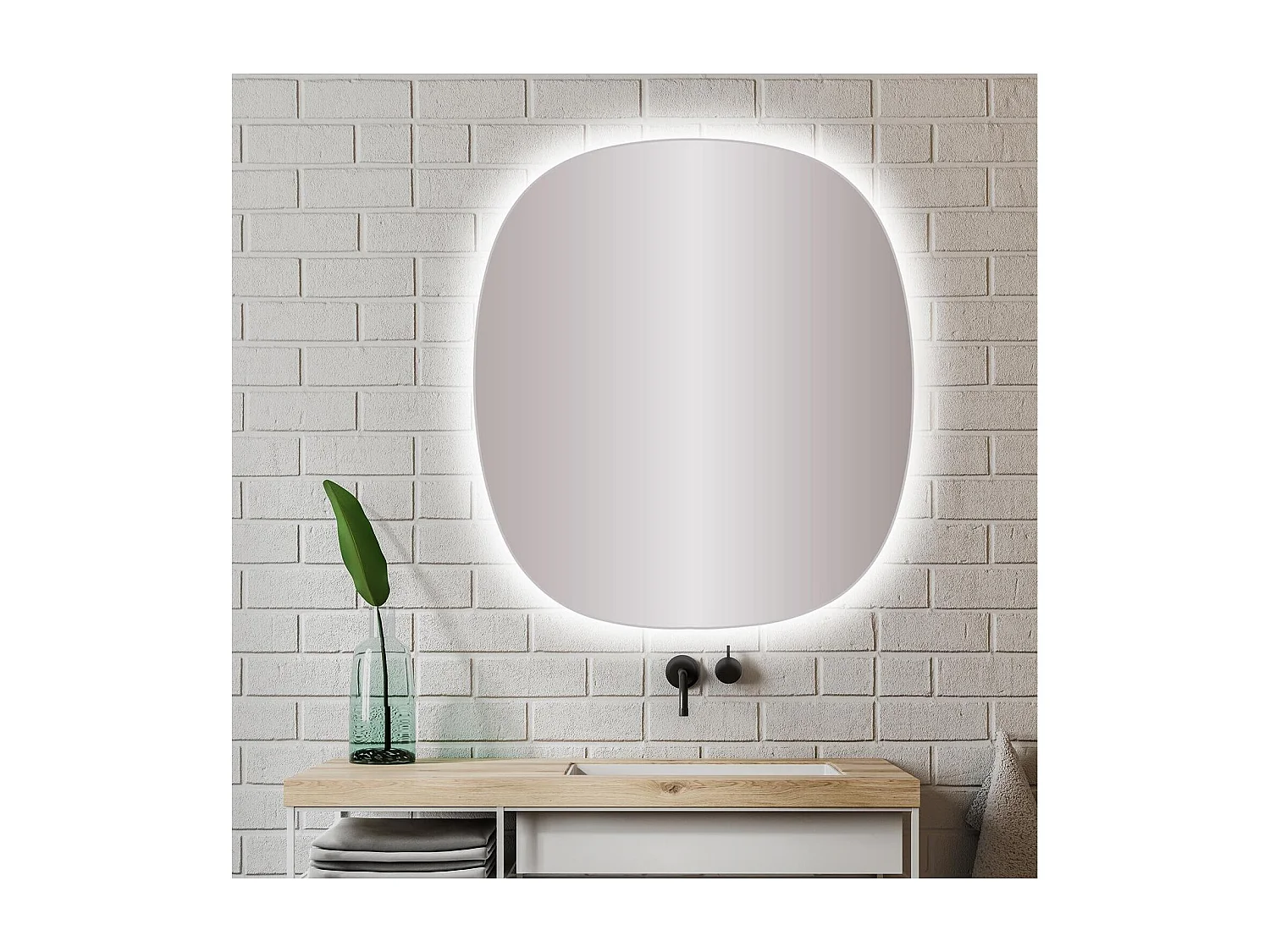 Miroir LED organique réversible 70x78cm