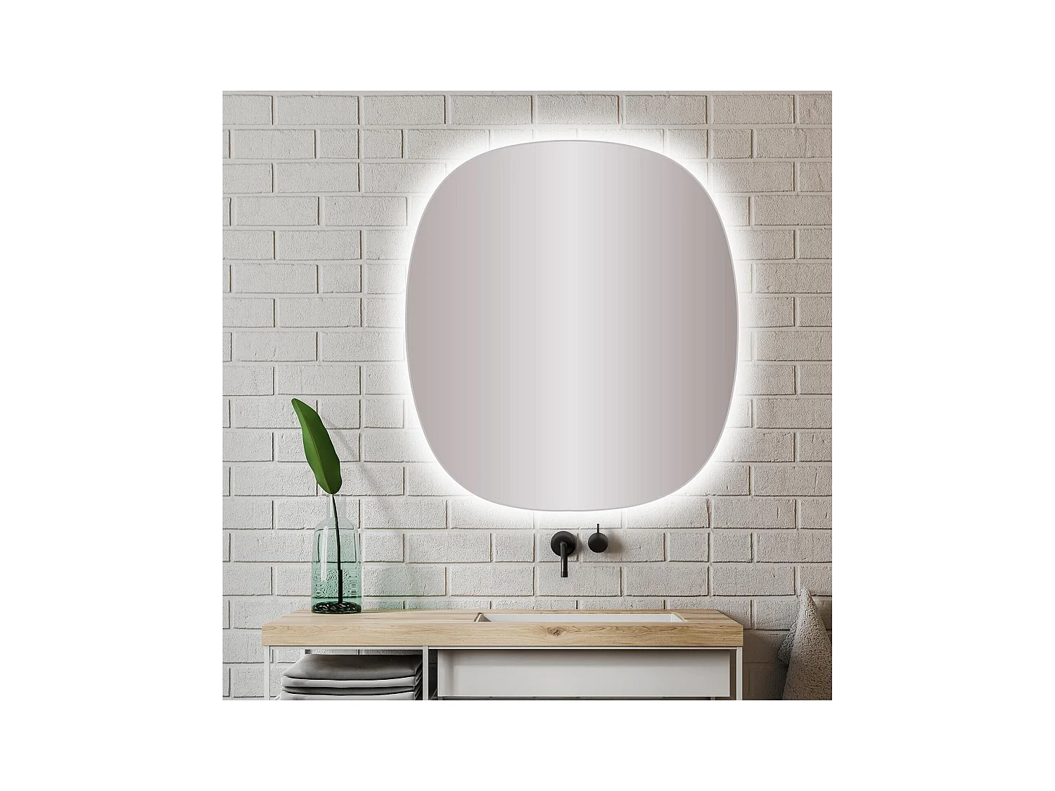 Miroir LED organique réversible 70x78cm