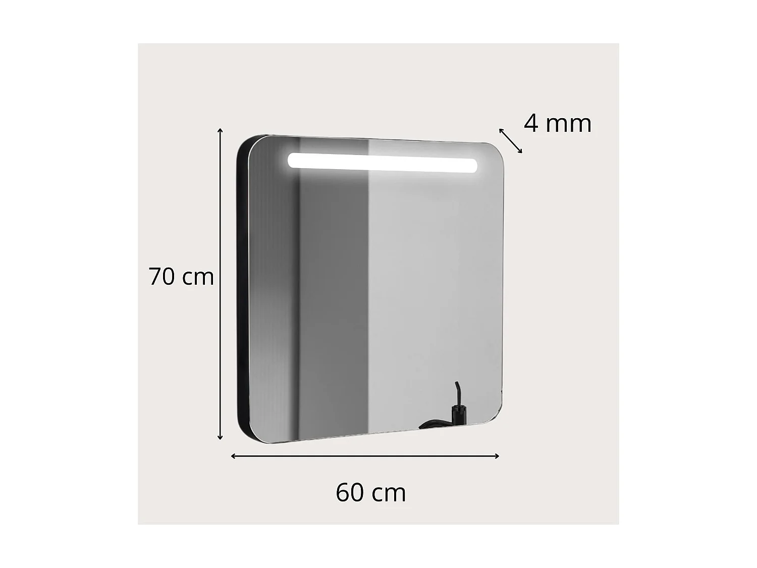 Miroir LED avec cadre en alu noir 60x70cm