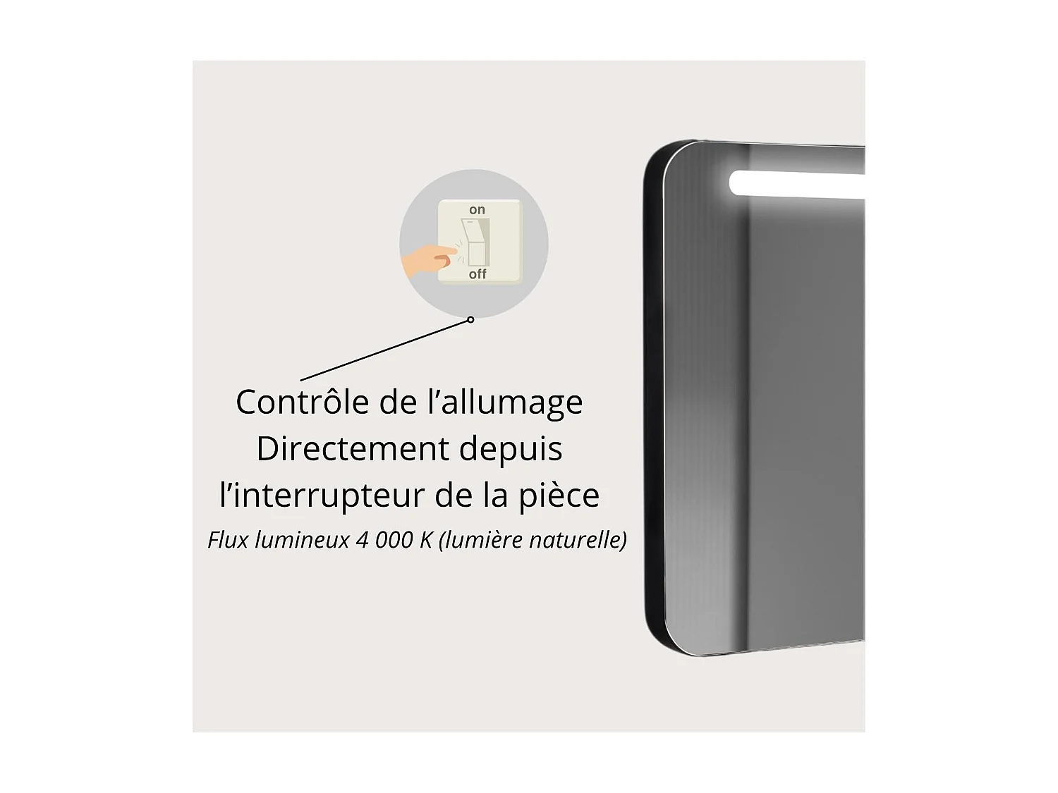 Miroir LED avec cadre en alu noir 60x70cm