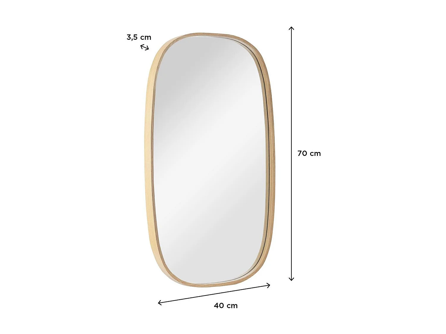 Ovale eiken spiegel 40x70cm MELOE