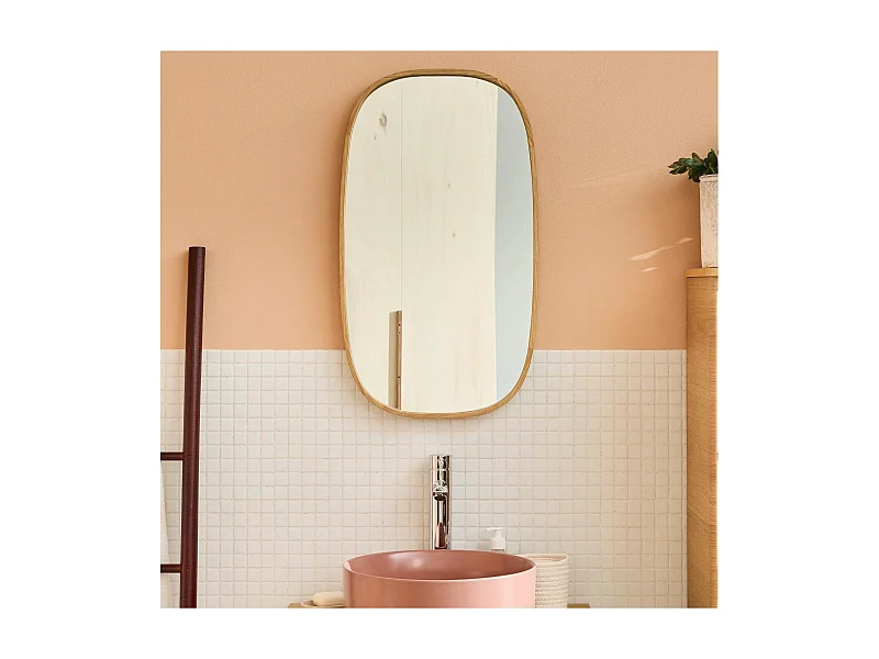 Miroir ovale réversible en chêne 40x70cm
