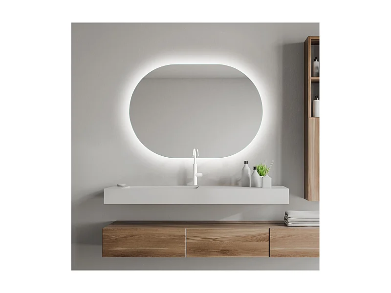 Miroir LED ovale réversible 60x85cm