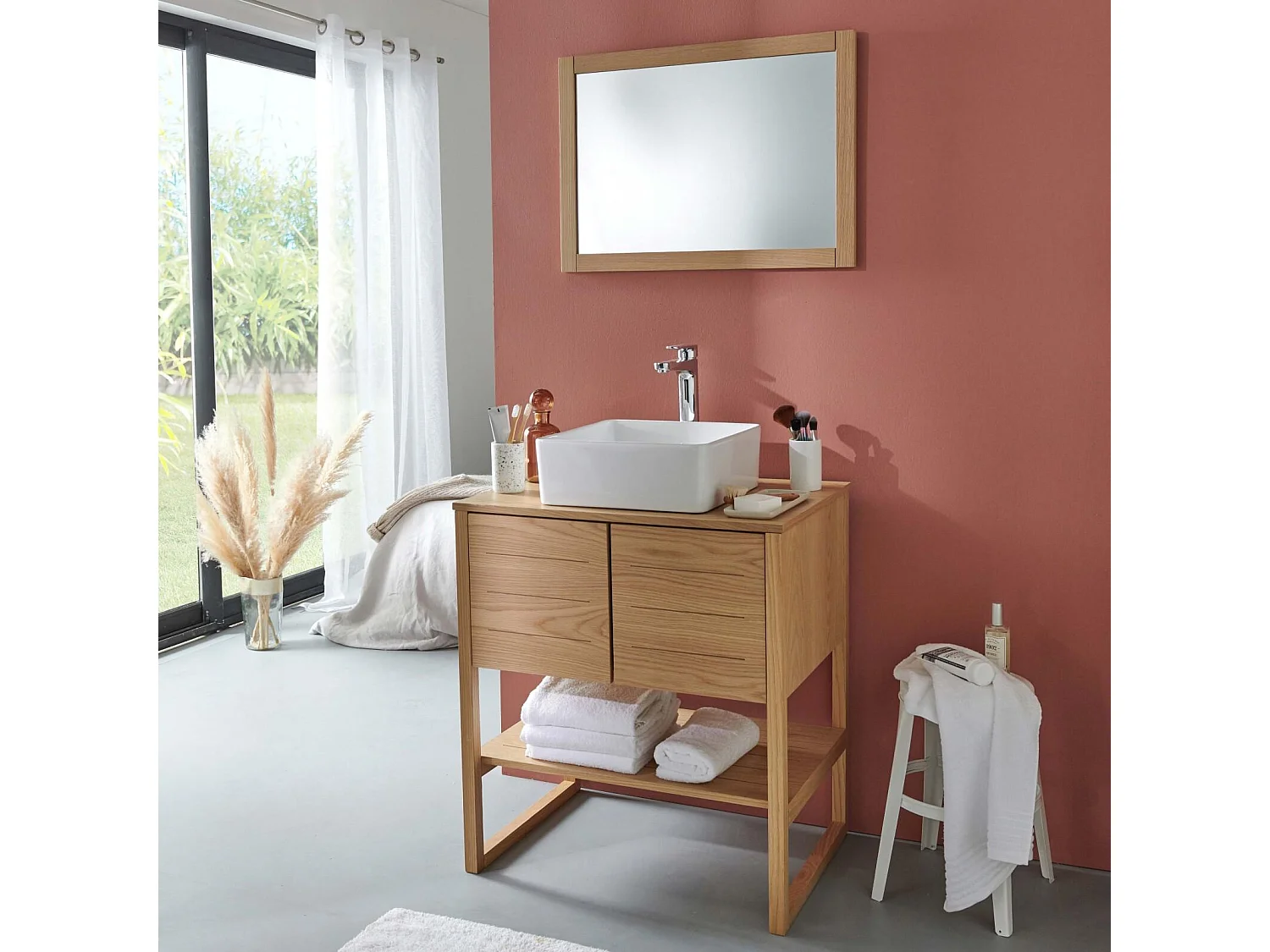 ATOLL rechthoekige houten spiegel