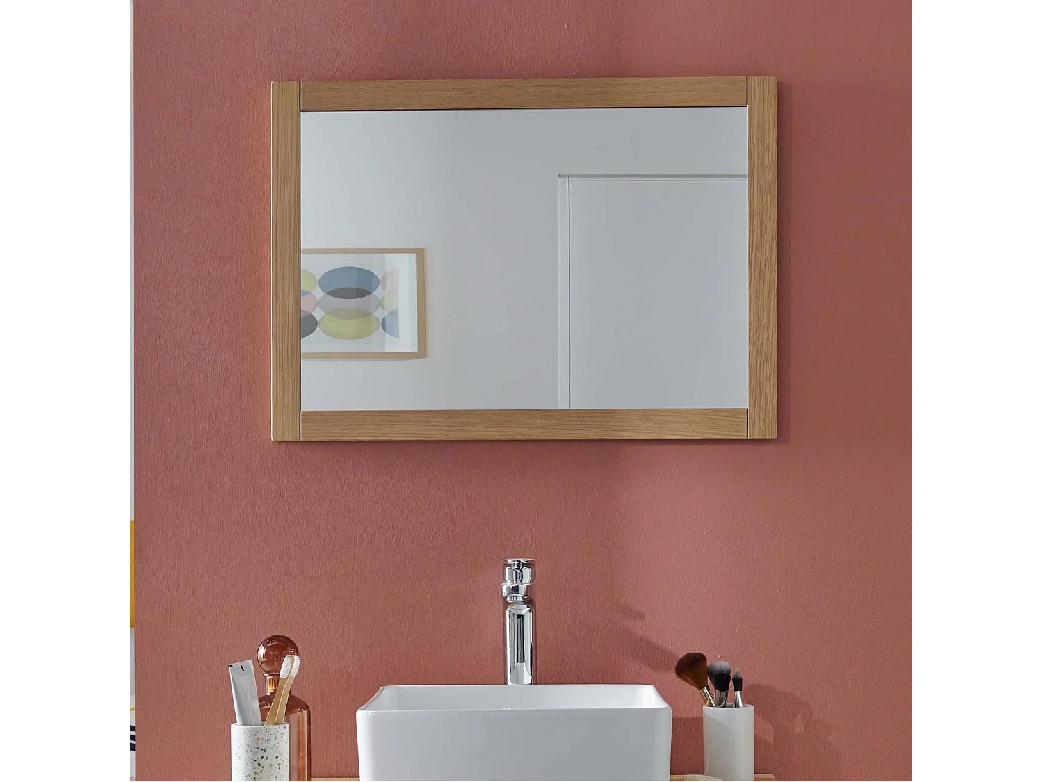 Miroir rectangulaire en chêne réversible 50x70cm