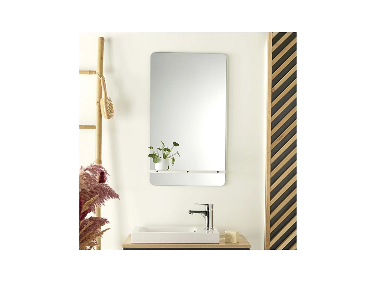 Miroir avec tablette en métal 40x70cm