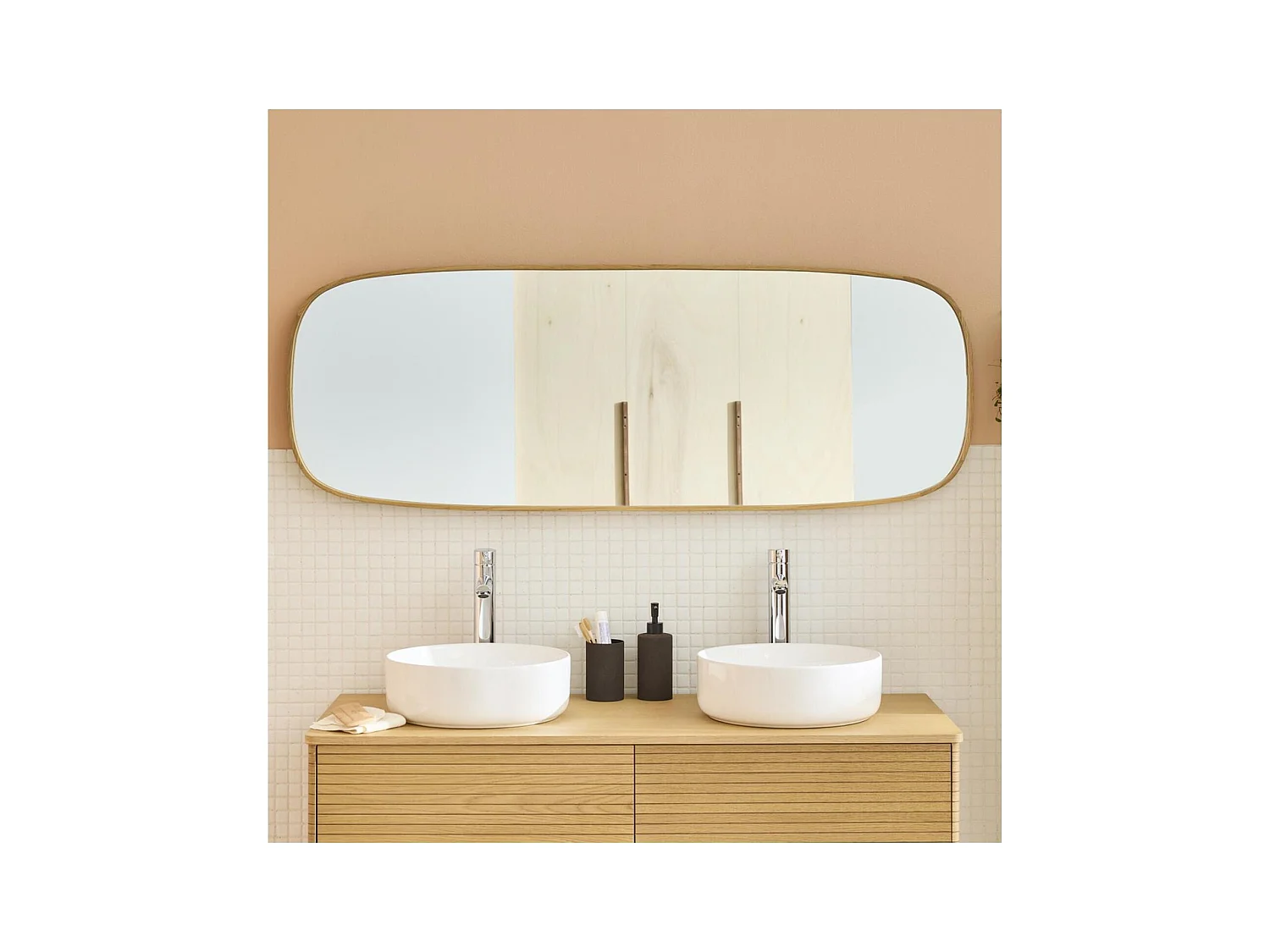 Miroir rectangulaire réversible en chêne 50x140cm
