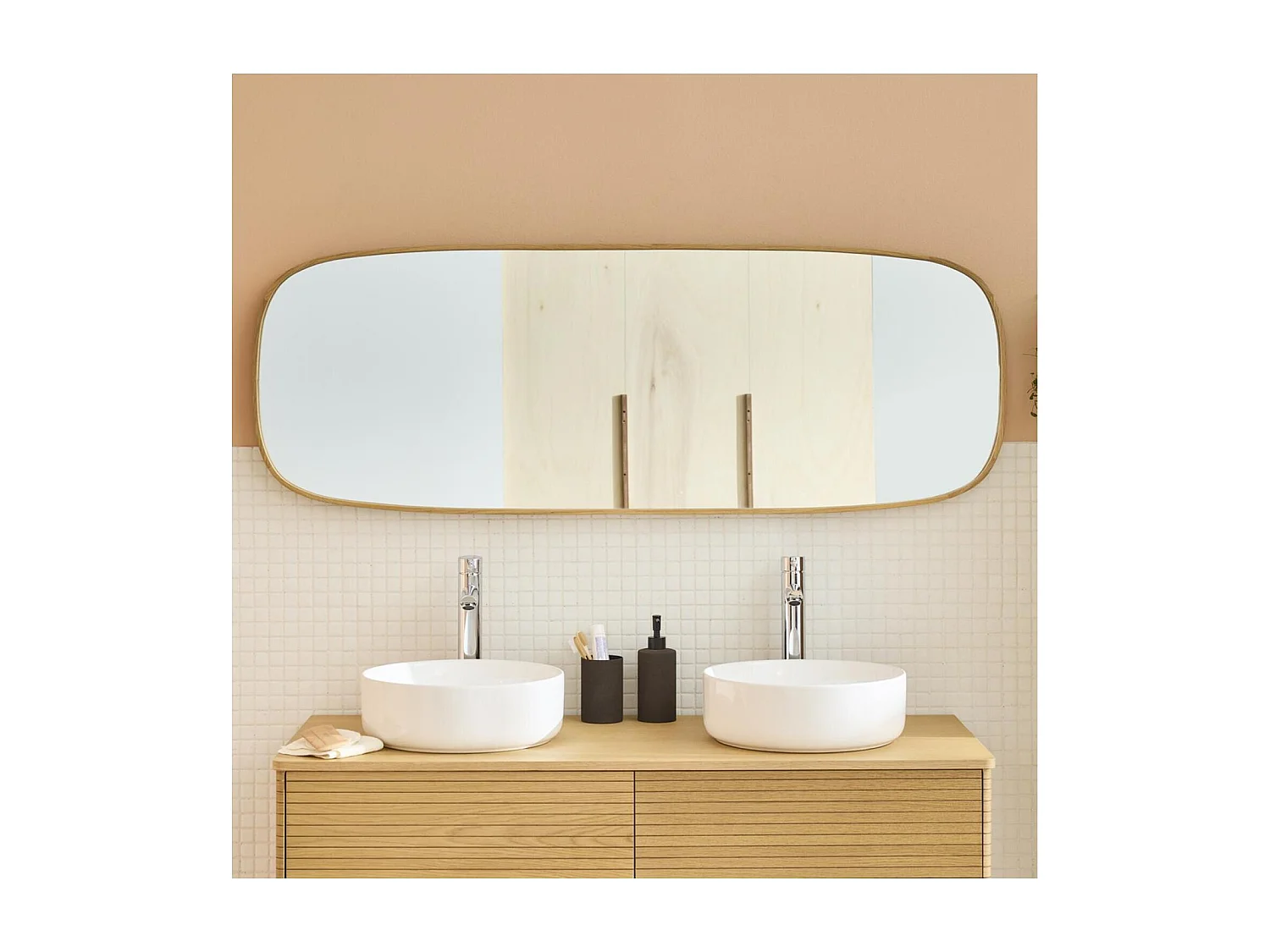 Miroir rectangulaire réversible en chêne 50x140cm