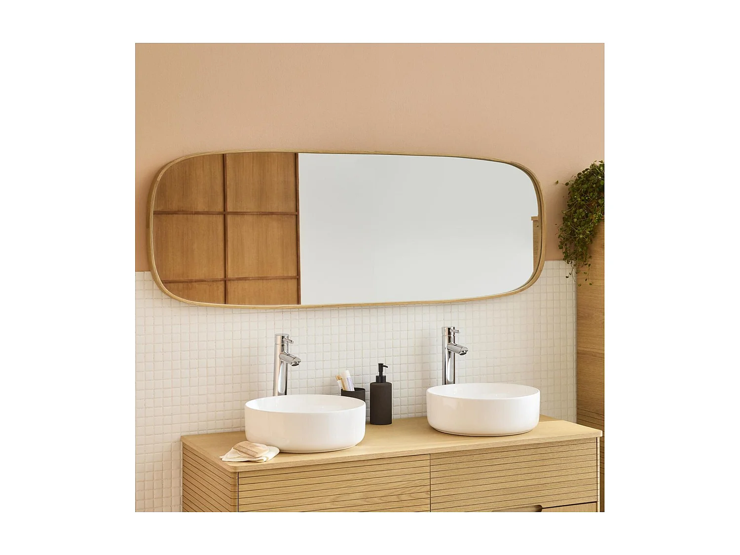 Miroir rectangulaire réversible en chêne 50x140cm