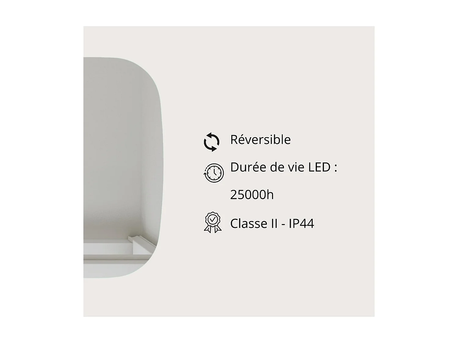 Miroir LED ovale réversible 52x80cm