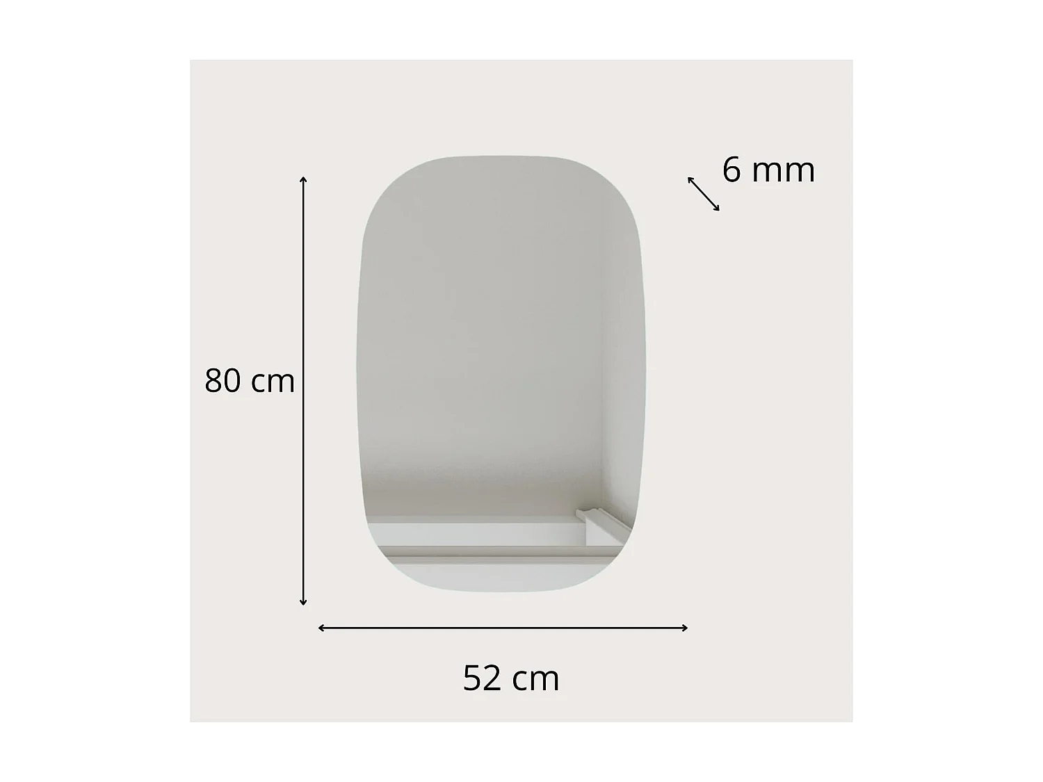 Specchio LED ovale reversibile 52x80 cm con illuminazione bianca 5700K, design elegante e installazione verticale o orizzontale