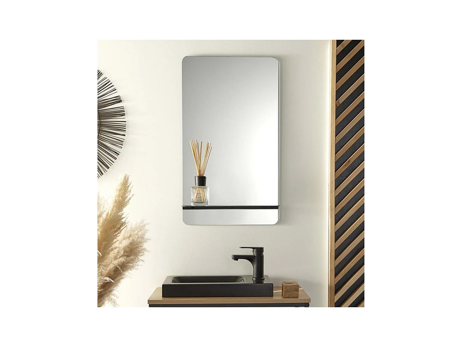 Miroir avec tablette en métal 40x70cm