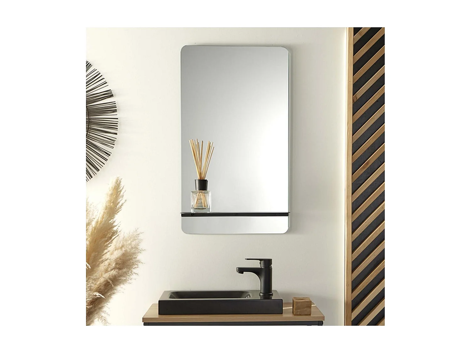 Miroir avec tablette en métal 40x70cm