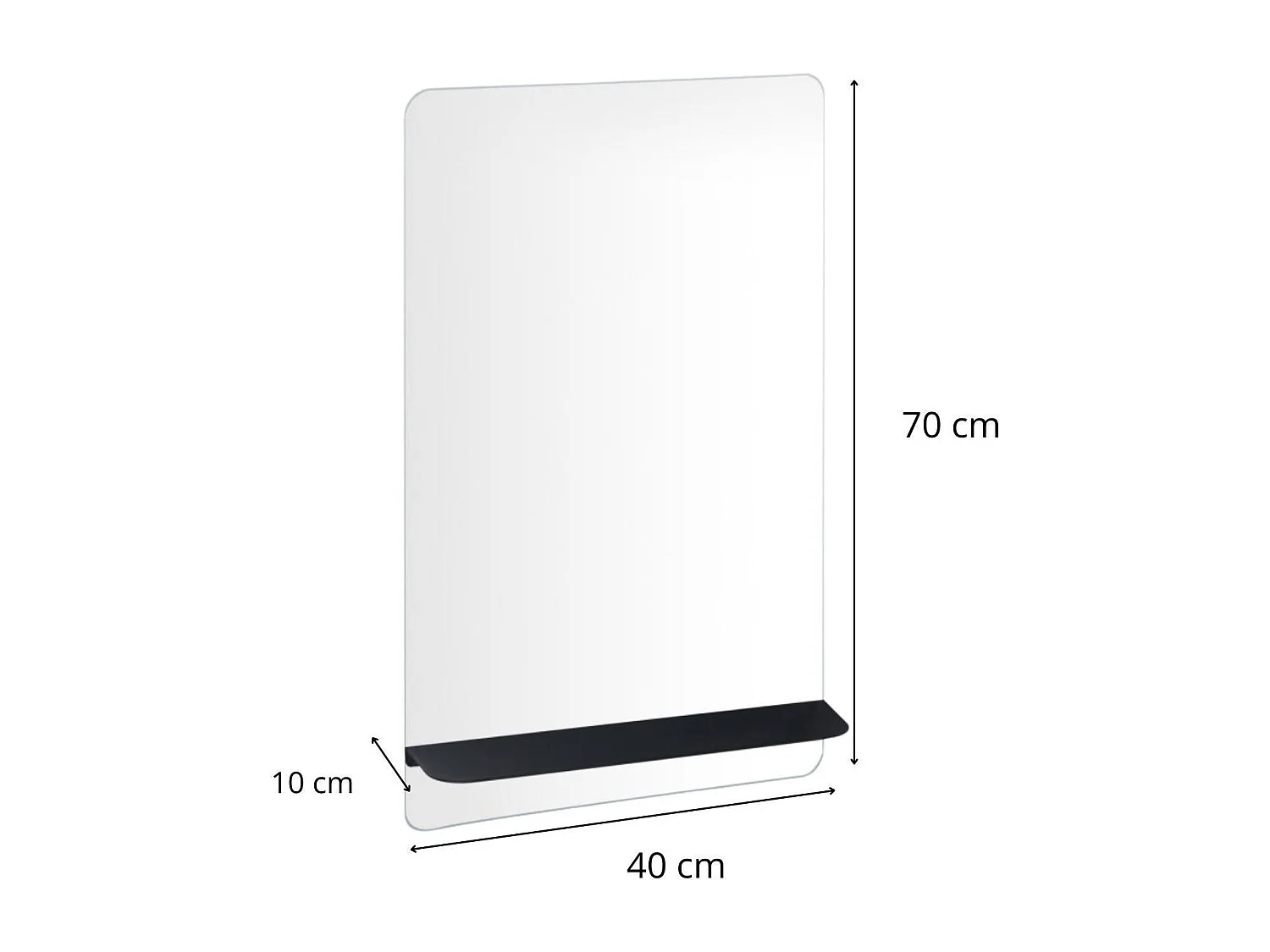 Miroir avec tablette en métal 40x70cm