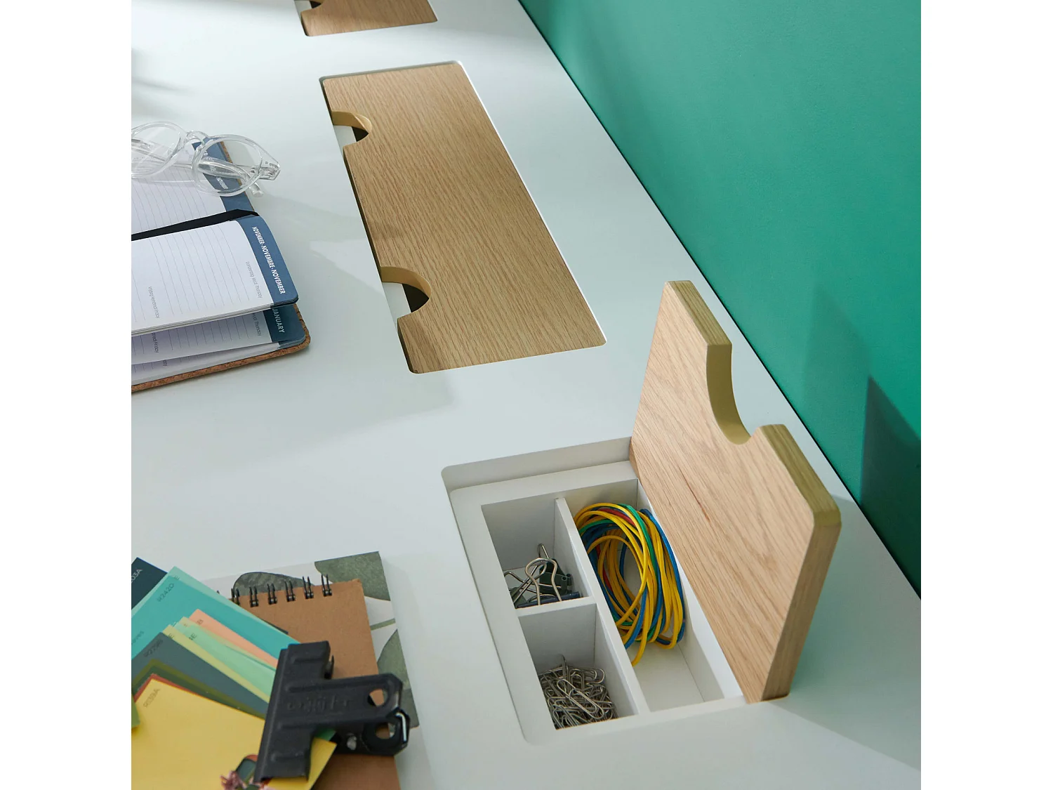 Bureau scandinave chêne et blanc 120cm