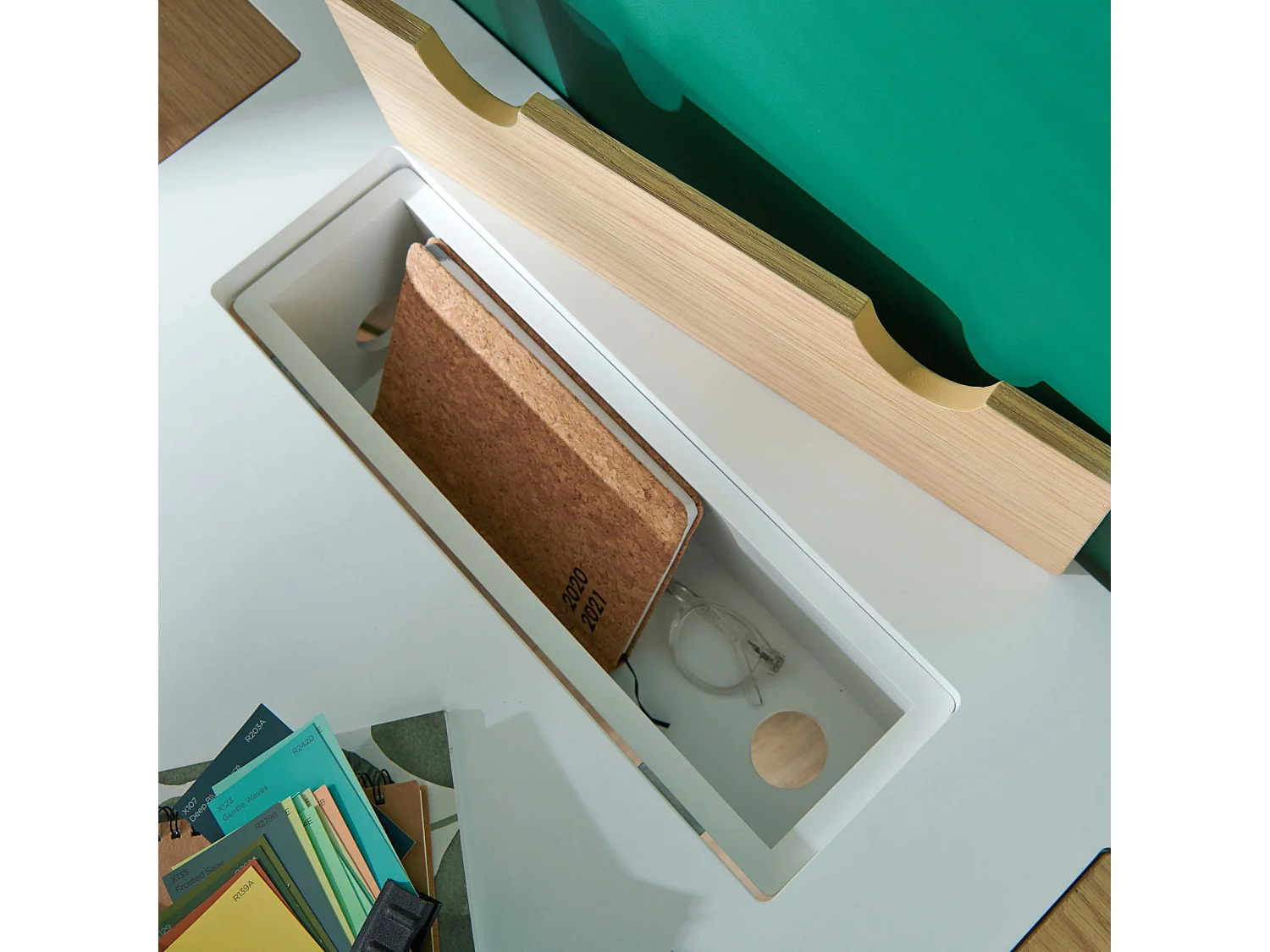 Bureau scandinave chêne et blanc 120cm