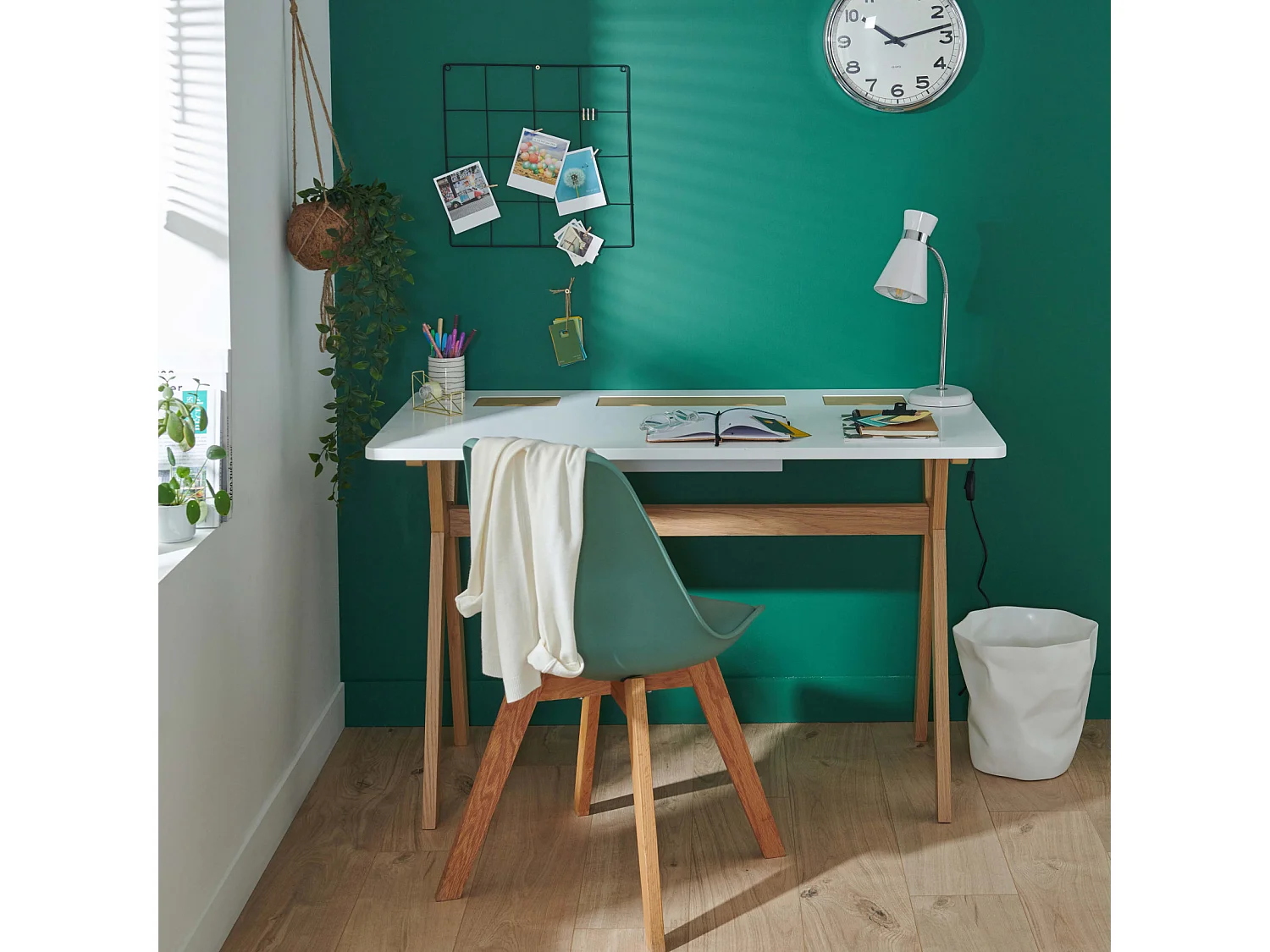 Bureau scandinave chêne et blanc 120cm