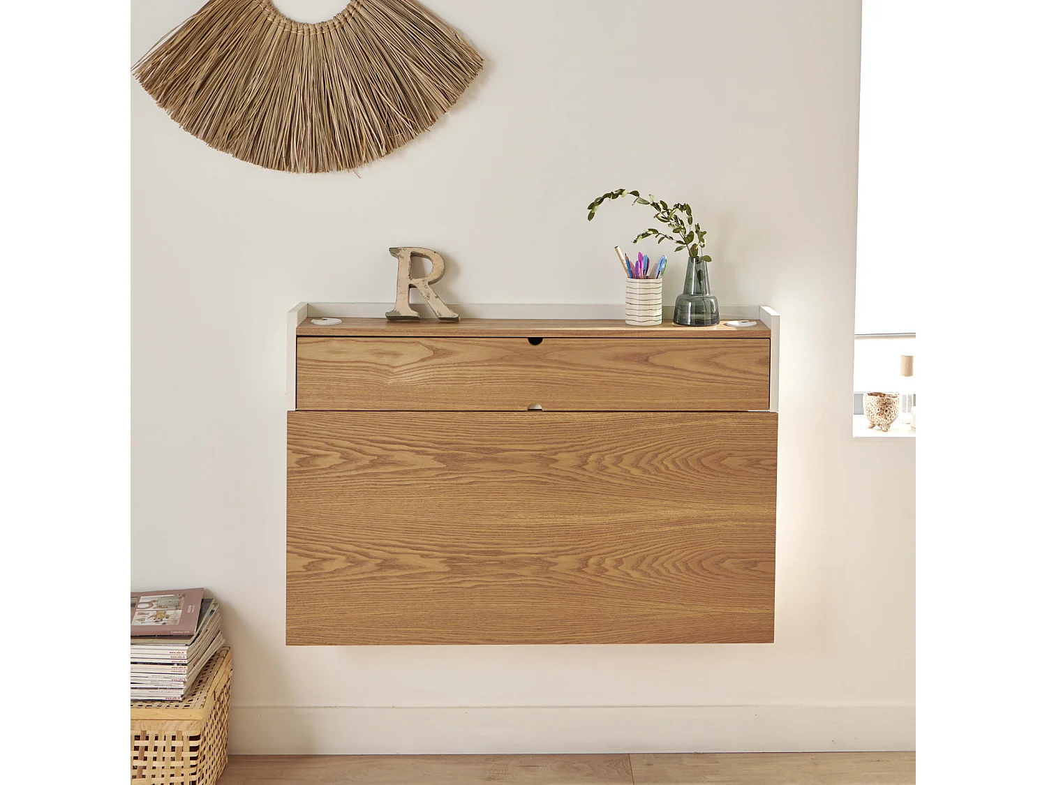 U-LINE essenhouten opvouwbare wandbureau