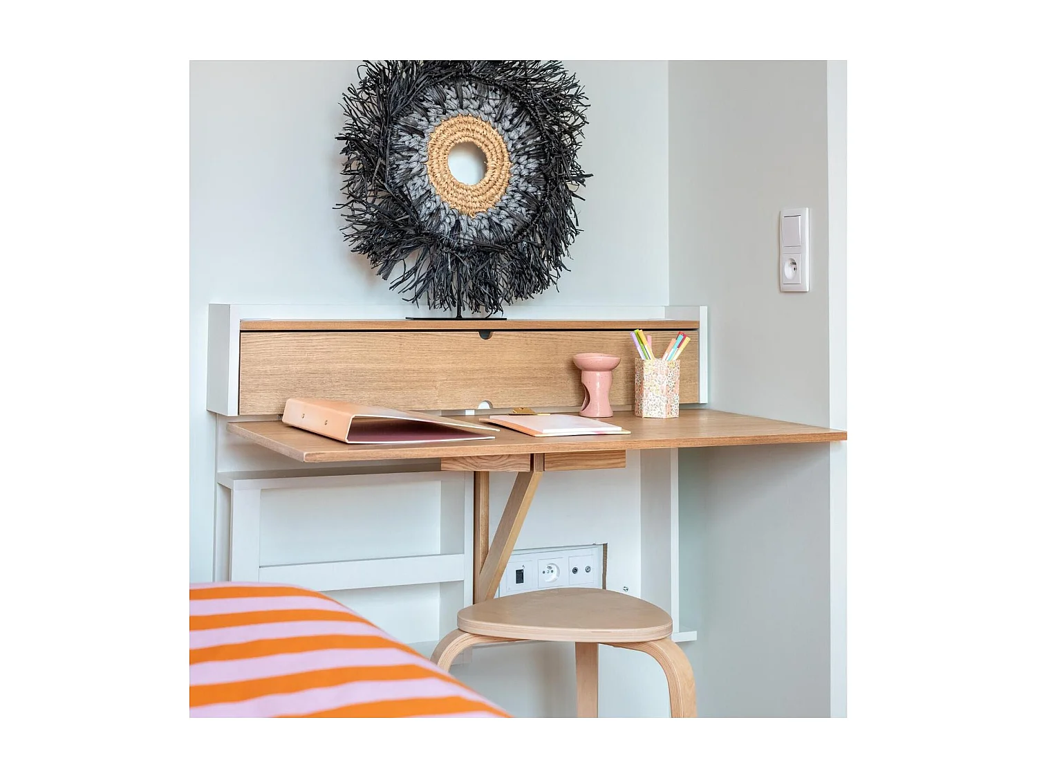 U-LINE essenhouten opvouwbare wandbureau