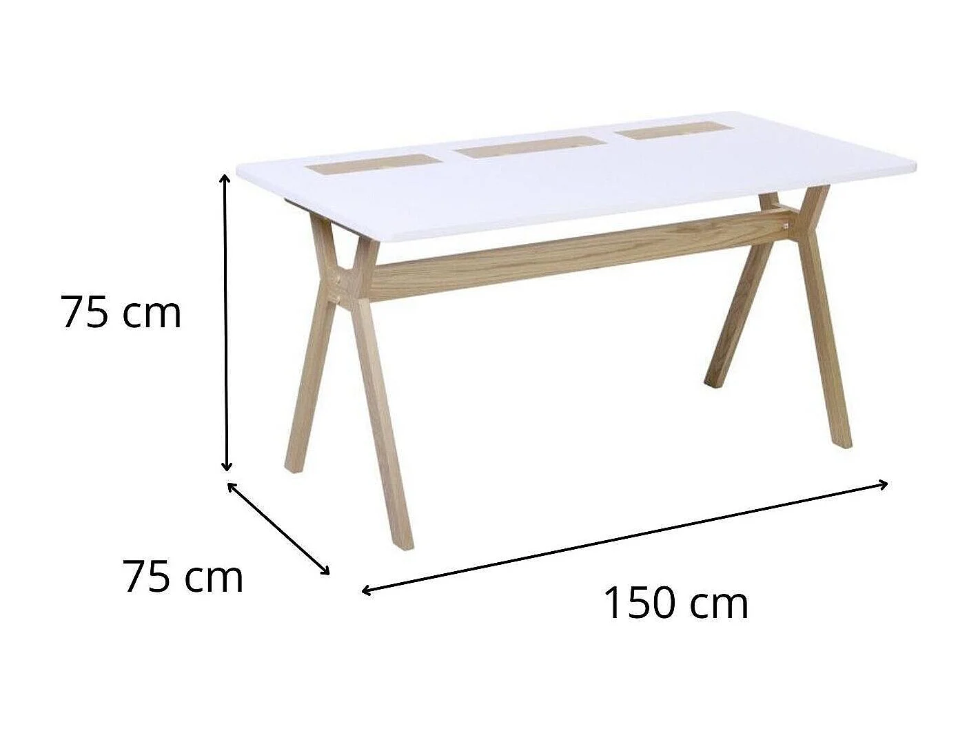 Bureau scandinave chêne et blanc 150cm