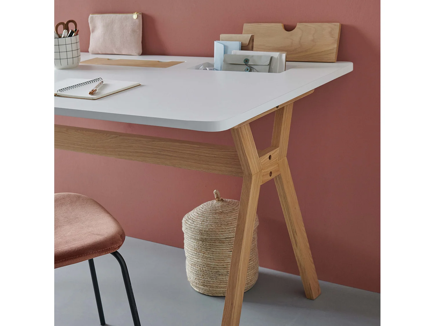 Bureau scandinave chêne et blanc 150cm