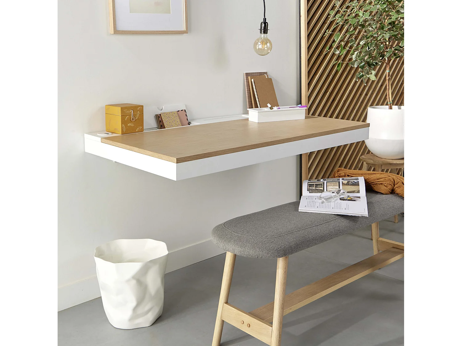 HANG Scandinavisch eiken wandbureau