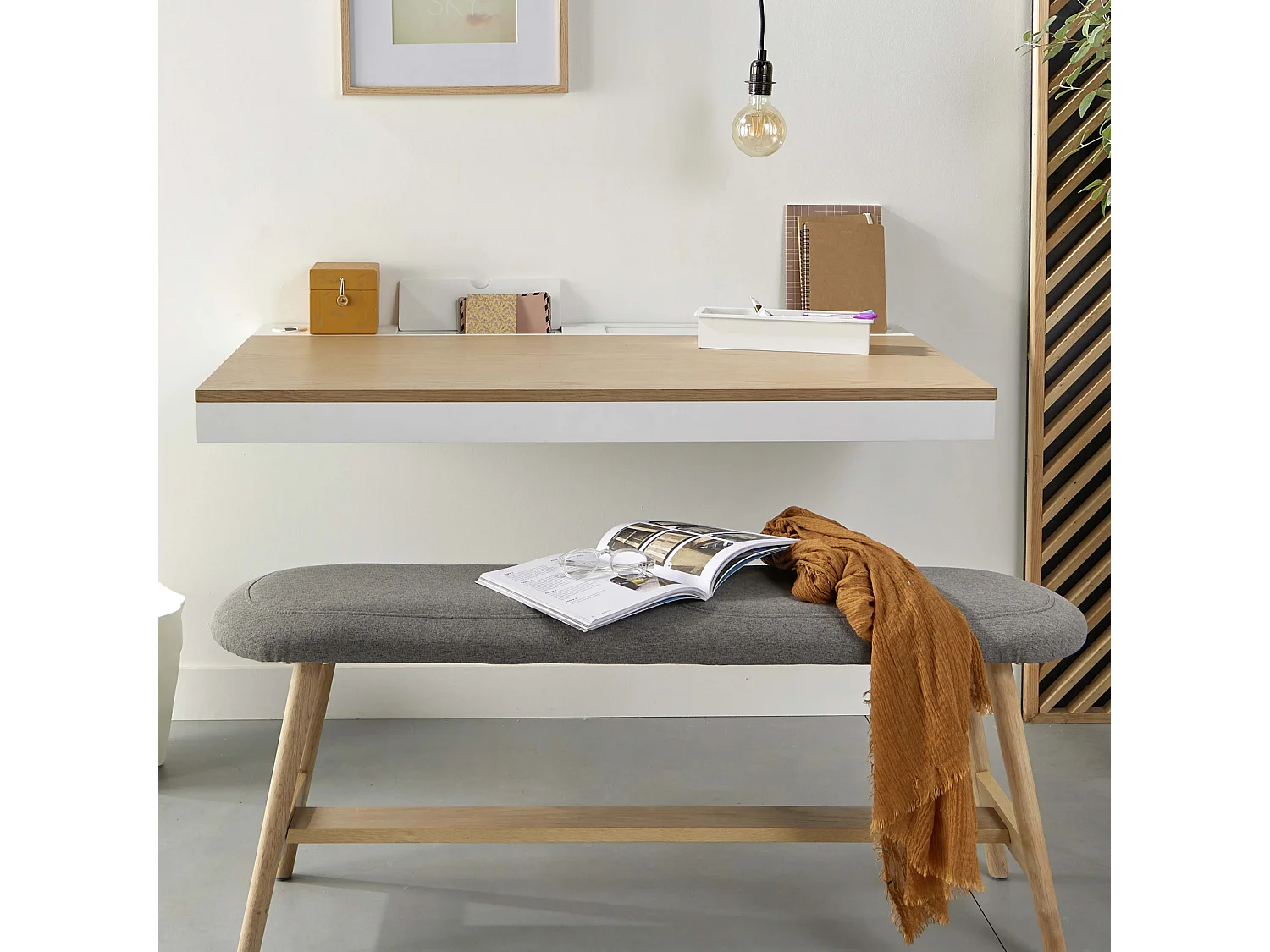 HANG Scandinavisch eiken wandbureau
