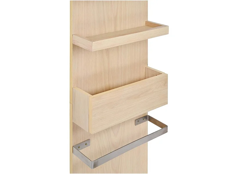 Colonne de salle de bain suspendue chêne ENIO 165cm porte serviette