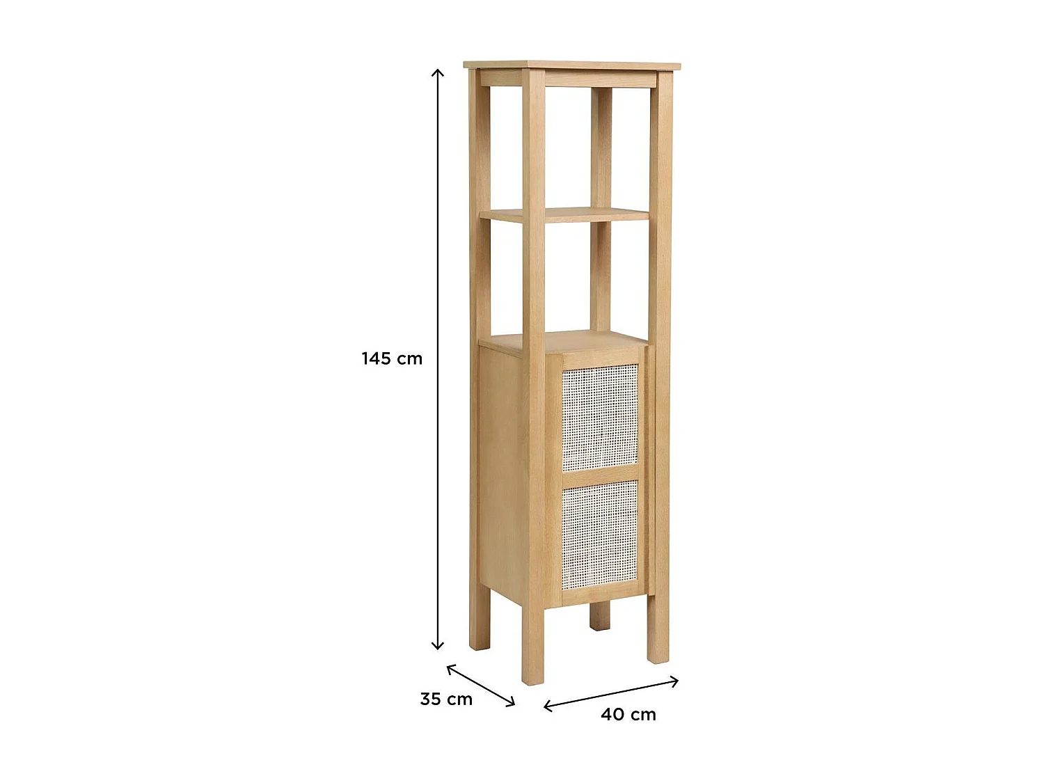 Colonne de salle de bain porte cannage chêne 145 cm