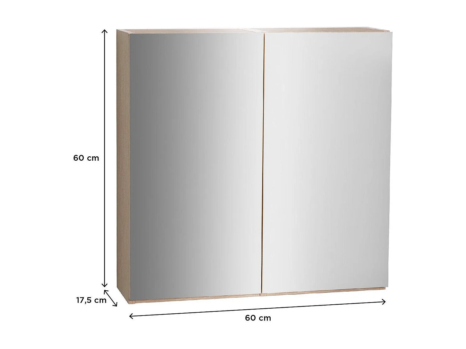 Mobiletto da bagno WILL da 60 cm con doppia anta e specchi