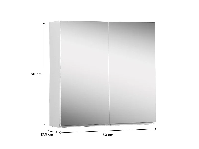 Armário de banheiro com porta dupla de 60 cm e espelhos WILL