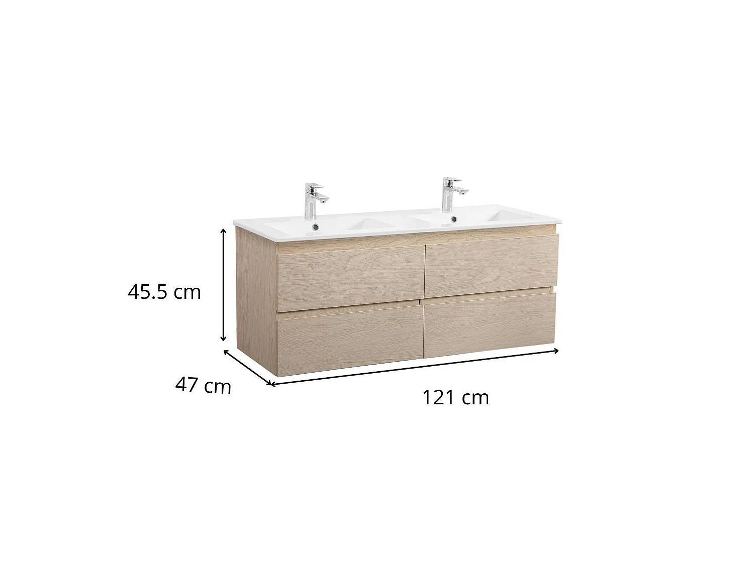 SORRENTO 120 cm dubbele wastafelmeubel met keramisch blad