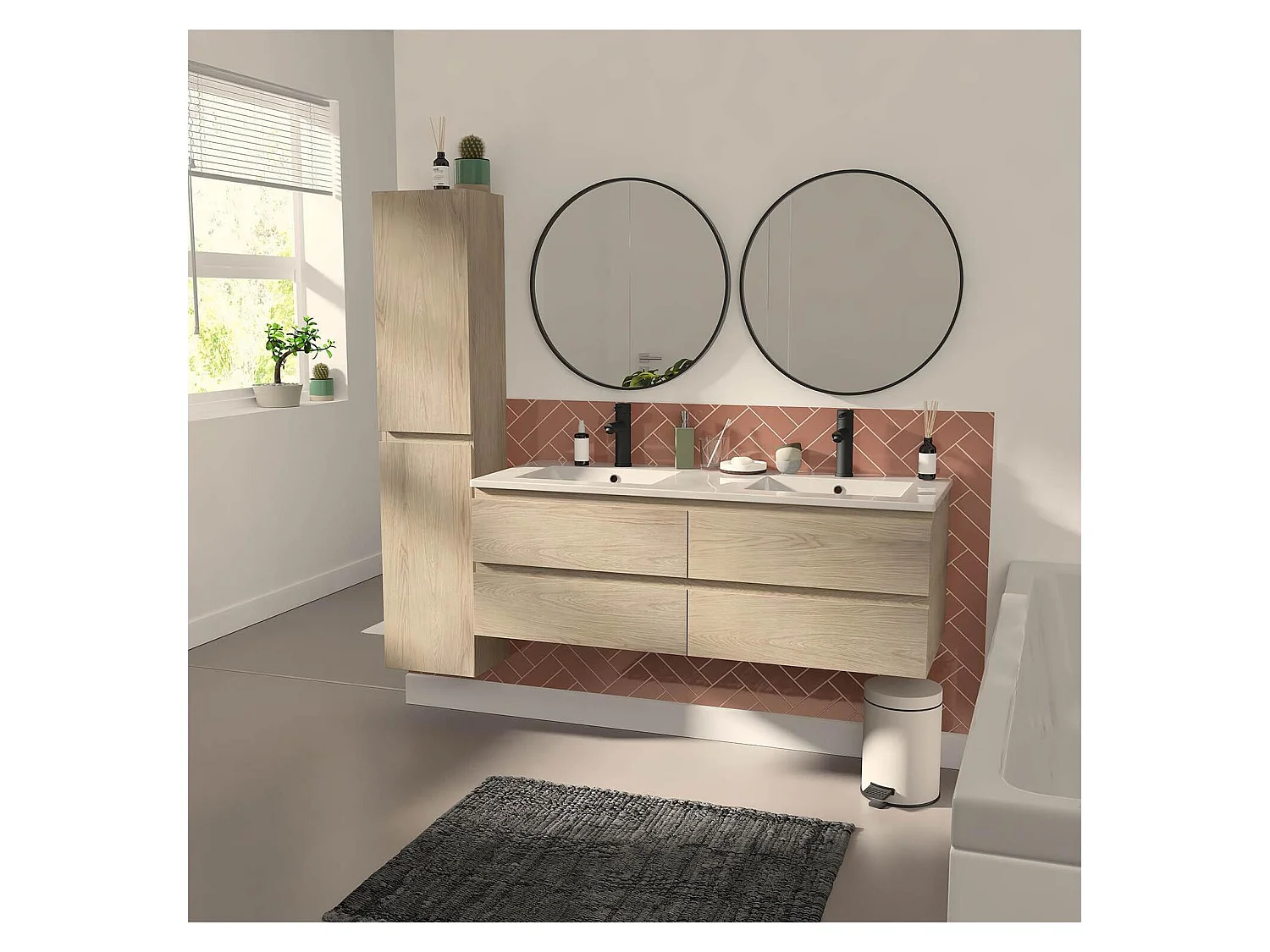 SORRENTO 120 cm dubbele wastafelmeubel met keramisch blad