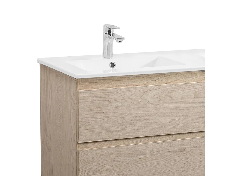 Meuble double vasque SORRENTO suspendu avec plan céramique 120cm