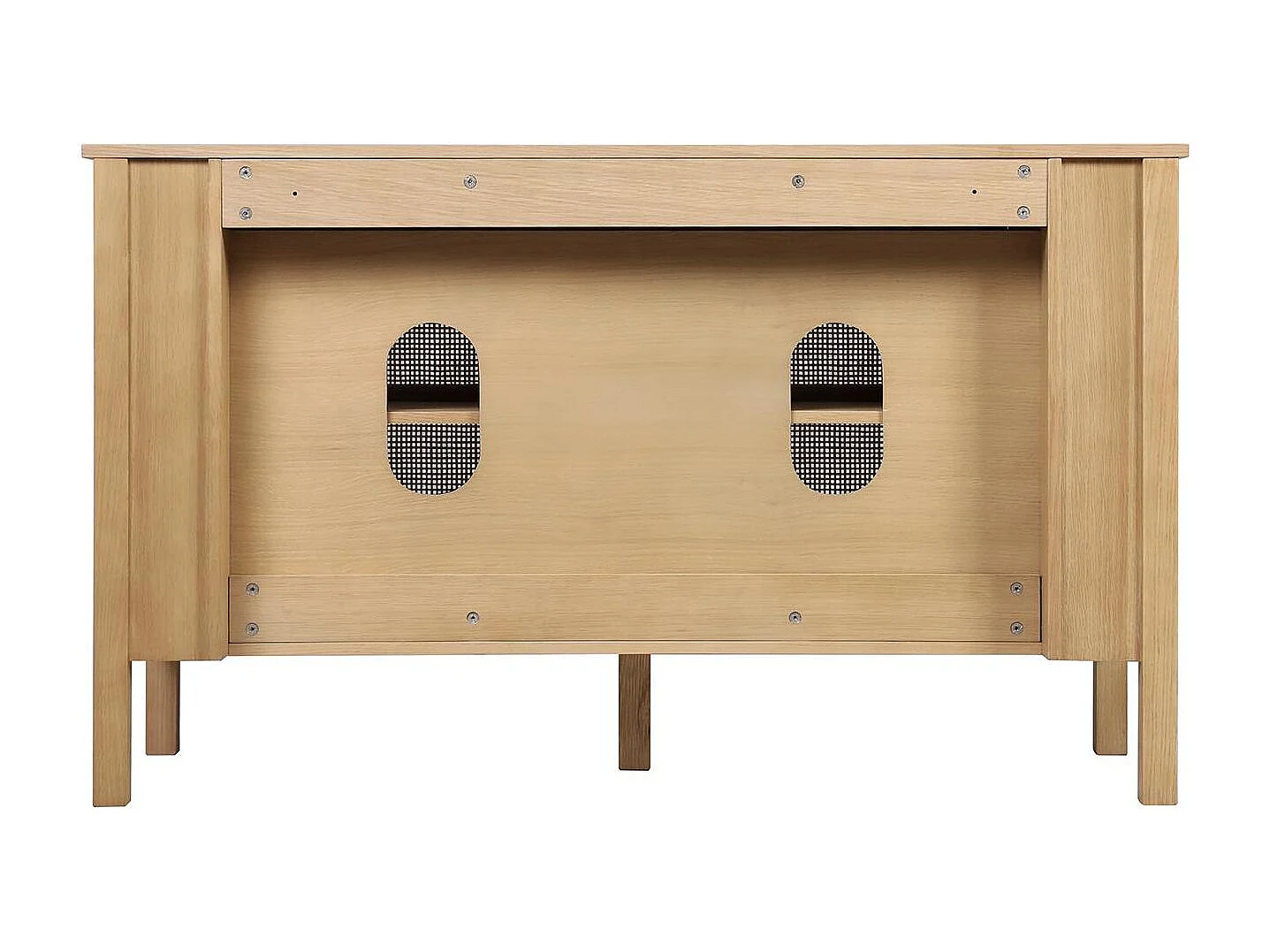 Meuble double vasque chêne portes cannage 130 cm