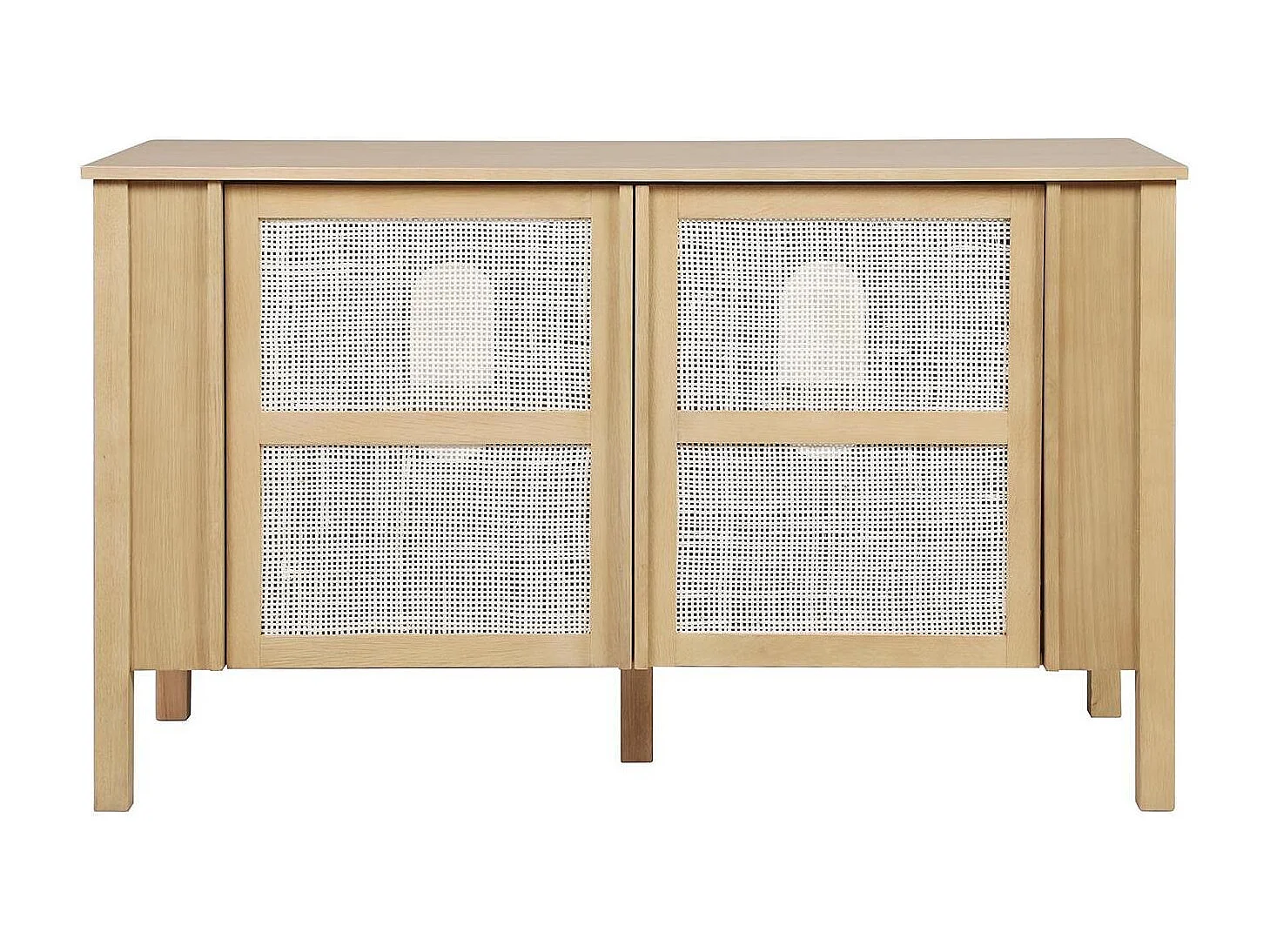 Meuble double vasque chêne portes cannage 130 cm