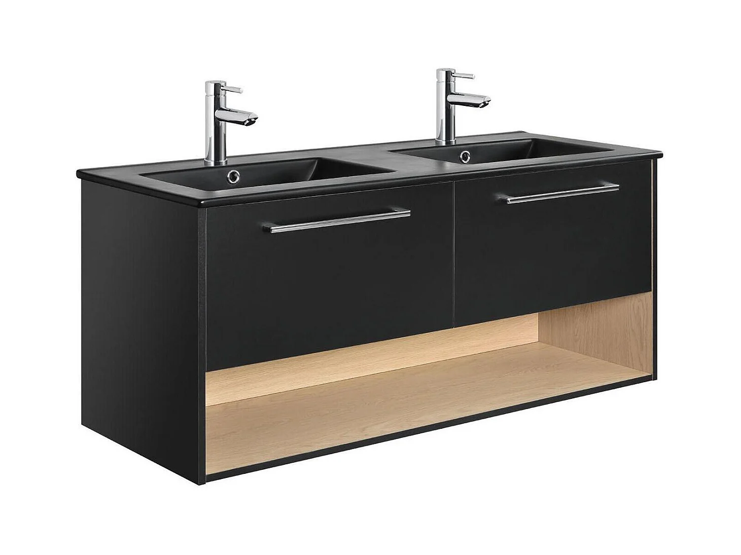 Meuble double vasque noir 120cm + vasque
