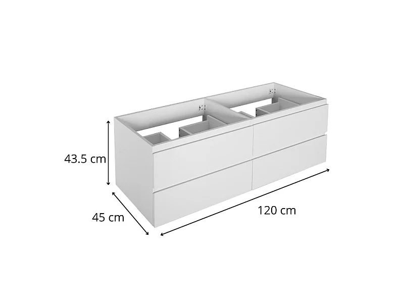 Mobile lavabo sospeso SORRENTO 4 cassetti 120cm