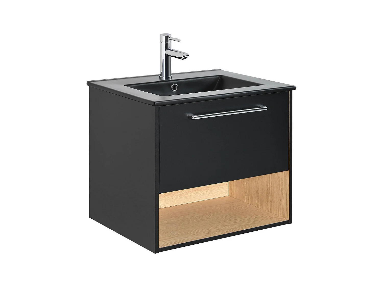 Meuble simple vasque noir 60cm + vasque