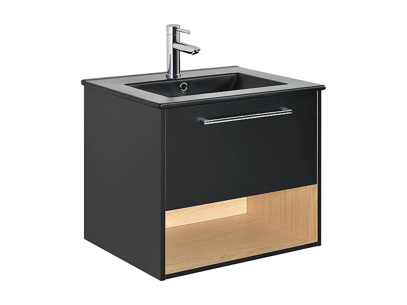 Meuble simple vasque noir 60cm + vasque