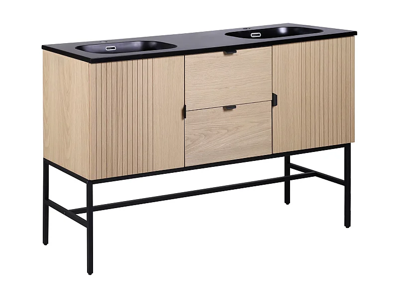 Meuble double vasque sur pieds chêne 140 cm STUDIO