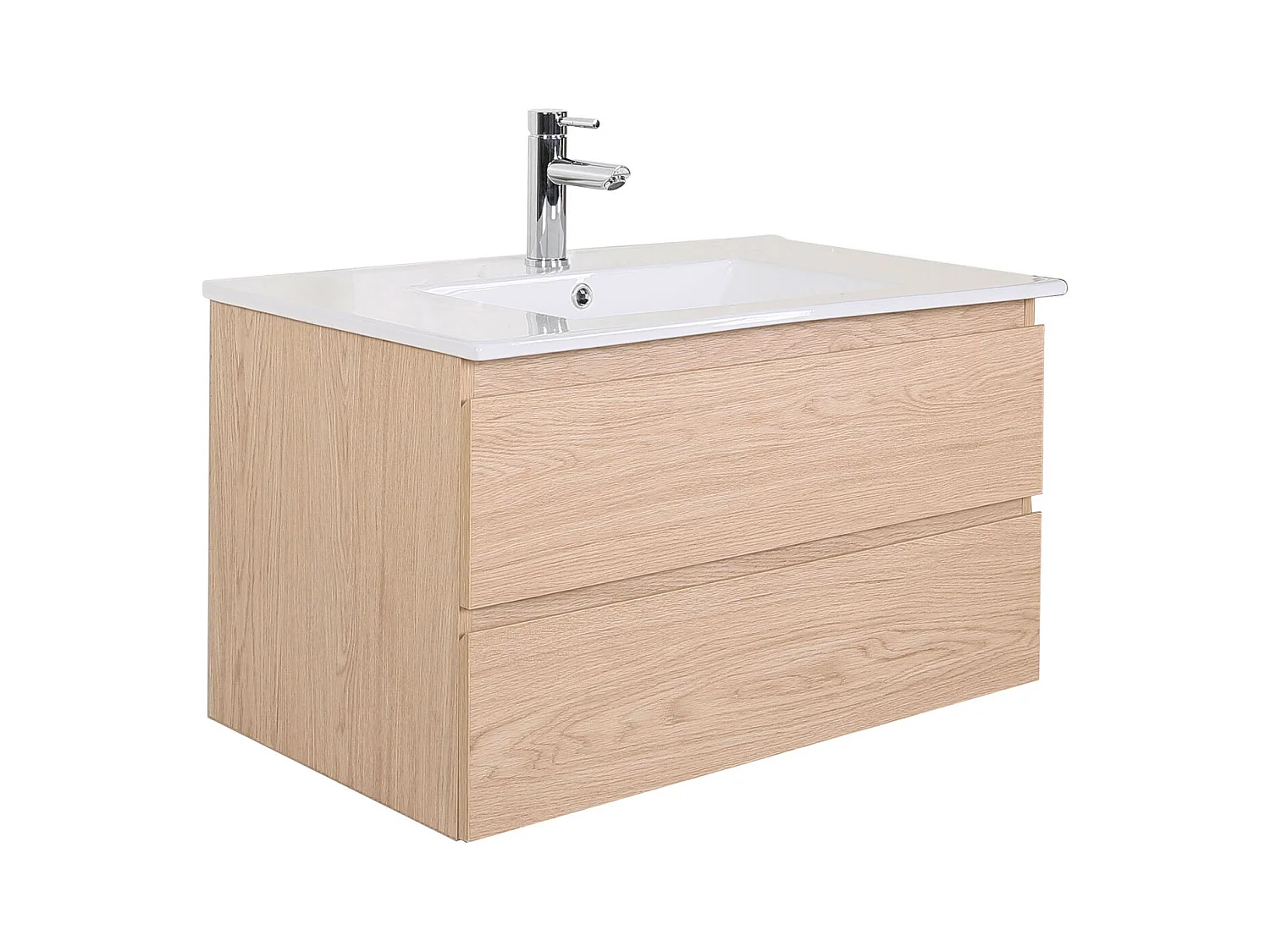 Meuble simple vasque suspendu 80cm - avec plan vasque céramique
